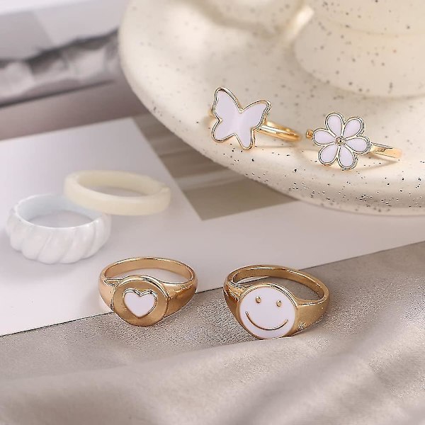 Guldringe Sæt Trendy Ringe Sæt Æstetisk Knuckle Stacking Ringe Til Kvinder Pige