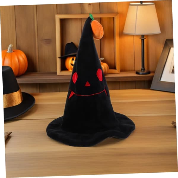 Sort heksehat med stor skygge, behageligt Halloween-tilbehør