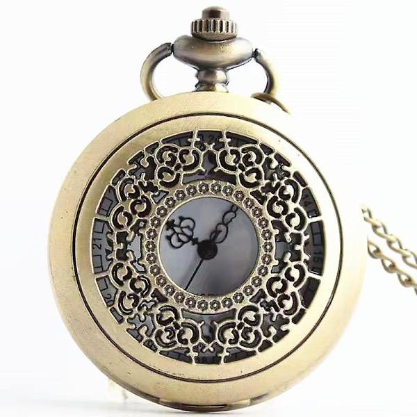Udhullet Retro Urværk Mænds Mode Halsk Ornament Kvarts Ur Lommeur Flip Stor Lommeur Bronze
