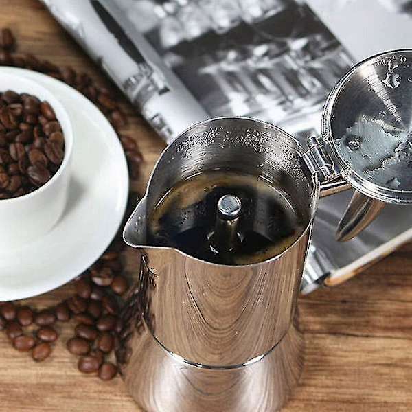 Espresso-maskine i rustfrit stål, italiensk stil, Moka Pot