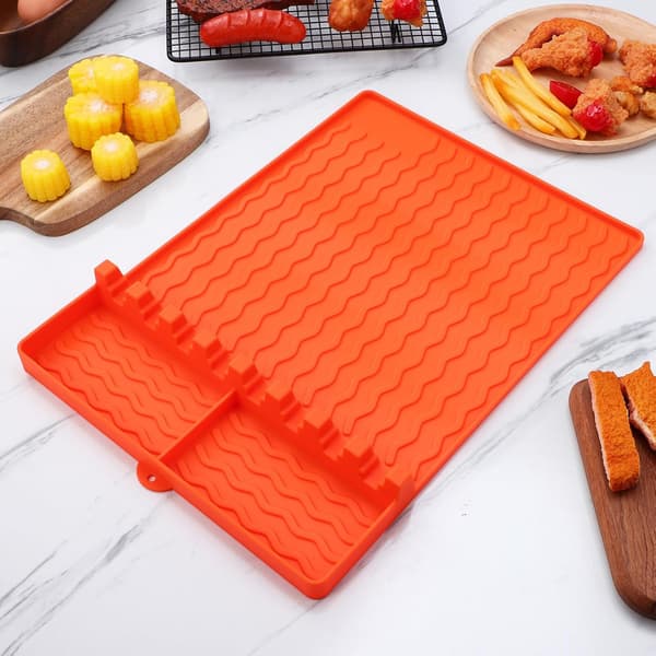 Stekeplate Tilbehør Silikon Side Stativpute Grill Sidebrettmatte Spatelmatte BBQ Verktøy Bakeputer