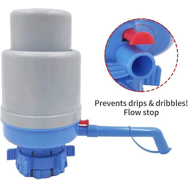 Vattenpump för dricksvatten, 5 gallons vattenbehållare, droppfri handtryckavlastningsventil, dricksflaska