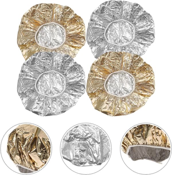 Hårfärgningsmössor för djupkonditionering 4-pack elastiska folievärmemössor i aluminium