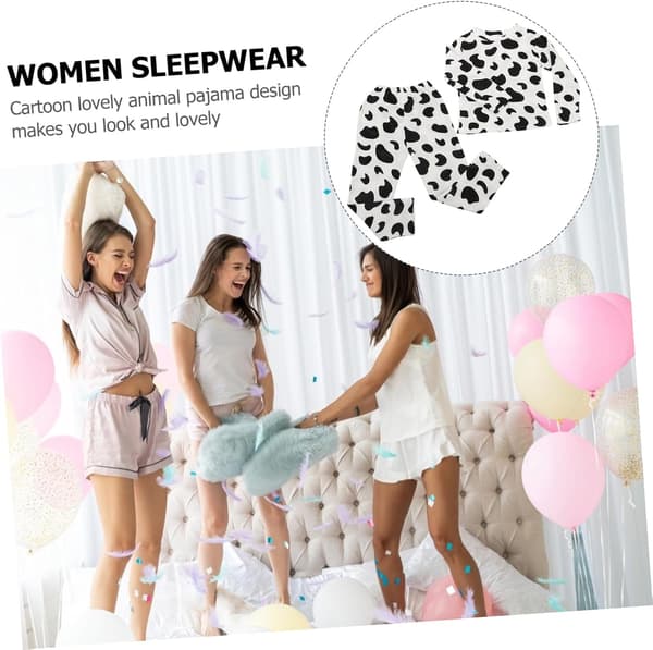 Långärmad flanellpyjamas för flickor Varmt ko-mönster Nattkläder Mysiga vinterfritidskläder