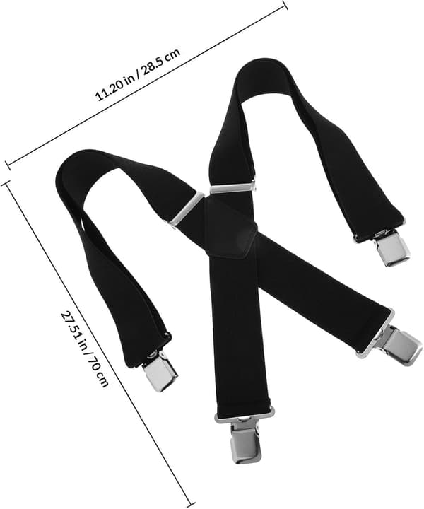 Herre Sorte 5 cm Brede Elastiske Seler med Fire Stærke Sideklemmer, Justerbare Kraftige Seler
