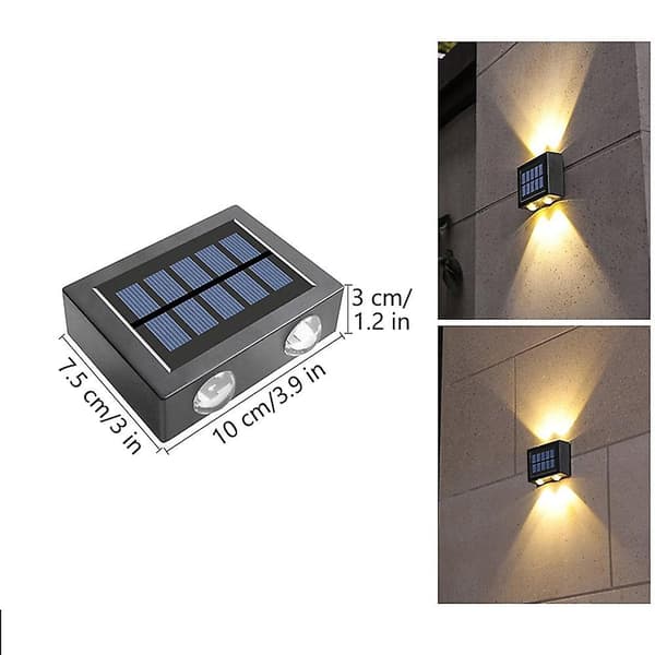 2 stk Solcelle Vegglamper Utendørs Vanntette Led Lampe