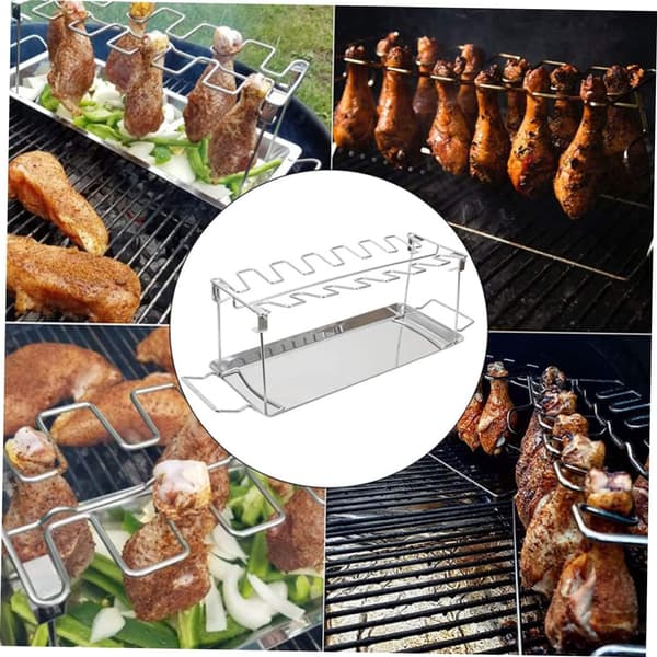 1 stk. Stegestativ i rustfrit stål, sammenklappeligt grillstativ