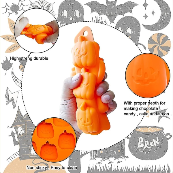 5 stk Halloween Silikonforme, Halloween Party Slikforme Non-stick Halloween Bageforme Med Græskar Flagermus Spøgelse Troldmand Hat Til Køkkenbagning T-yuha