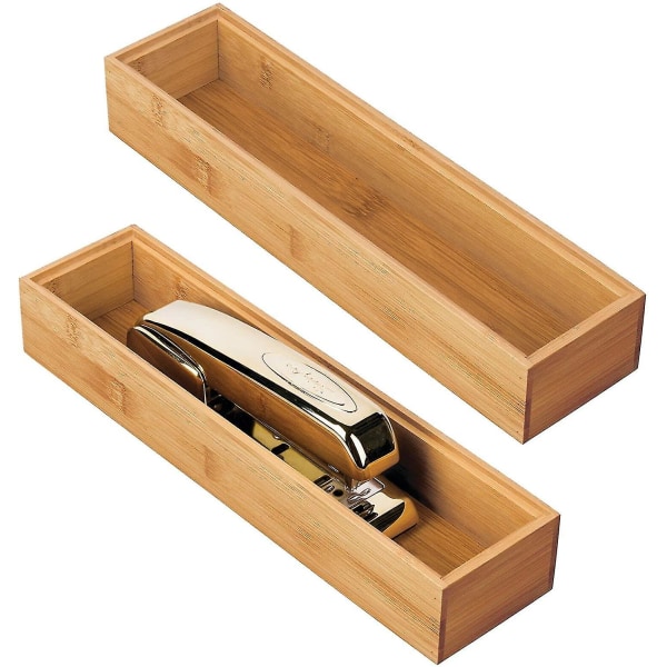 2 Desk Drawer Organiser Box Bamboo Divider Separator