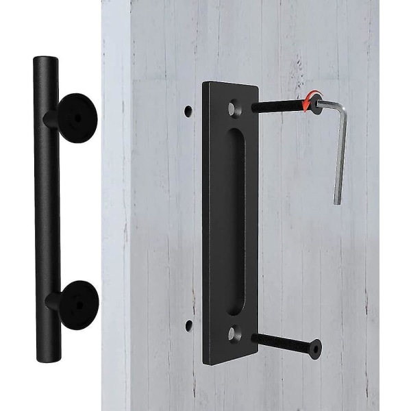 30,48 cm /12 svart dørhåndtak for skyvedør i låve -- svart dørhåndtak i tre  bda0 | Fyndiq
