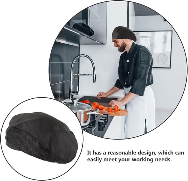2 stk kokkehue Arbejdshue Mode Sort Polyester Bomuld One Size Passer de fleste til Catering Skoler Arbejde Voksne Mænd