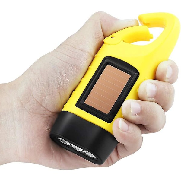 Nødblysflash, Led-lommelygte, Solgenerator, Genopladelig Lommelygte, Camping Udendørs Lommelygte yellow