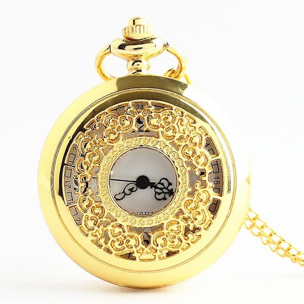 Udhullet Retro Urværk Mænds Mode Halsk Ornament Kvarts Ur Lommeur Flip Stor Lommeur Gold