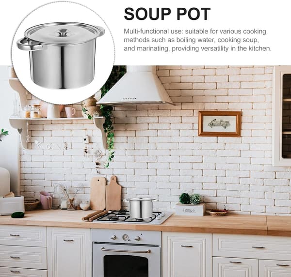 Soppkokare i rostfritt stål med lock Extra tjock botten Robust lock Silver Köksredskap