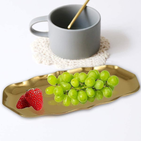 2 stk Rustfritt Stål Håndklebrett Oppbevaringsbrett Tallerken, Oval Metall Oppbevaringsorganisatorbrett, Stor Kommode Smykker Armbånd Smykkeplate, De