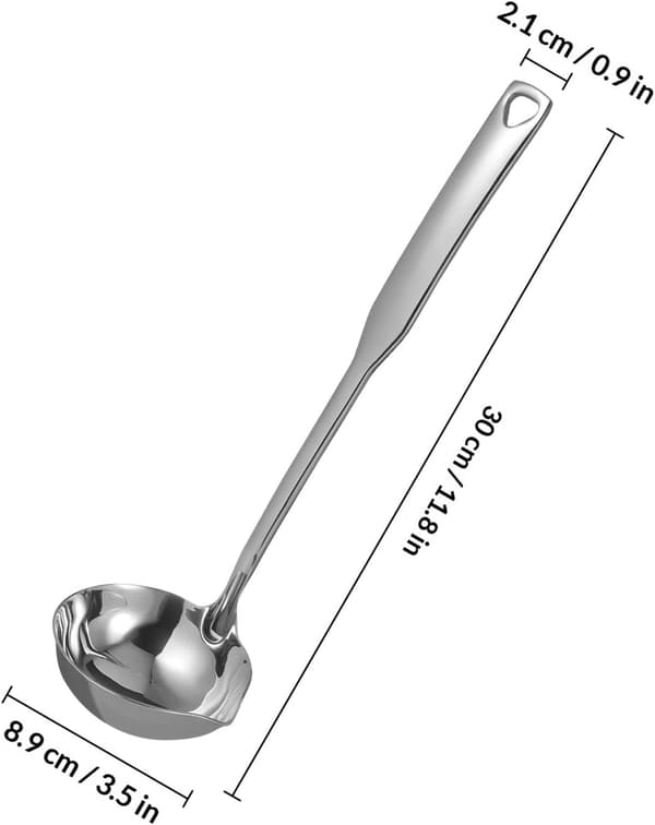 Suppeøse Sausøse Rustfritt Stål Polert Finish Hengehull Elegant Design Sølvfarge