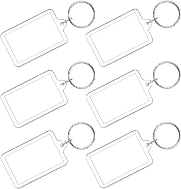 6 stk. rektangulær fotoramme nøglering 5,2x3,4 cm DIY billedindsats nøglering vedhæng til minde