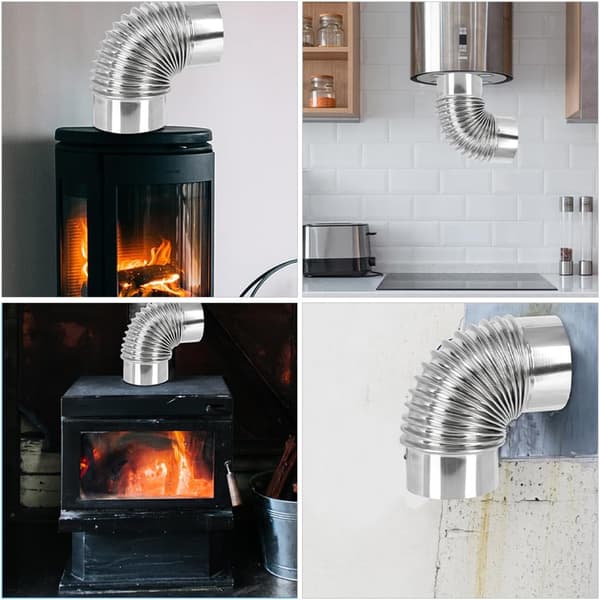 Ventilationsrör i rostfritt stål, bärbart, lätt, silverfärgat skorstensavgasrör för hemvärme