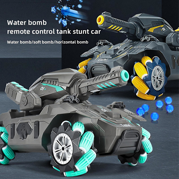 RC Tankbil, Skyter Vannkuler (bomber) Fjernstyrt Bil, 4WD Battle Stunt Bil Yellow