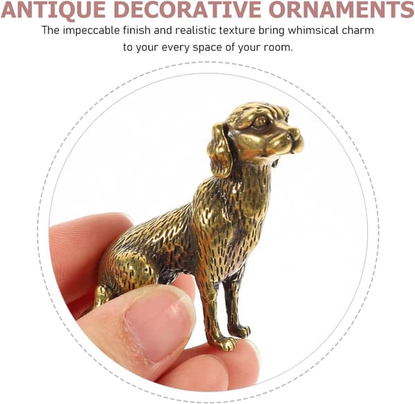 Messing hundestatue, solid antikk stil, realistisk tekstur for romdekorasjon