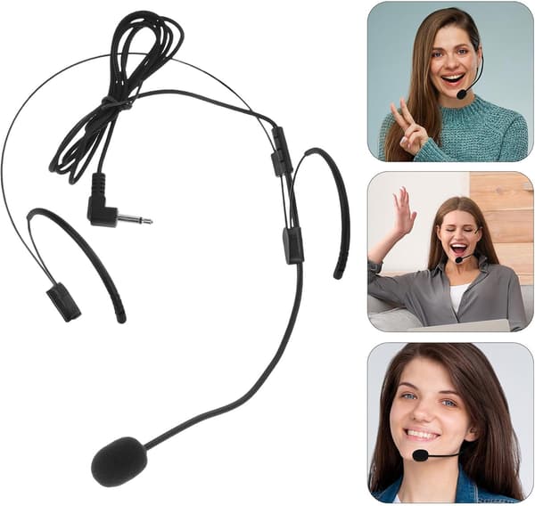 Headsetmikrofon för sång Svart Lätt Trådlös Mikrofonheadset