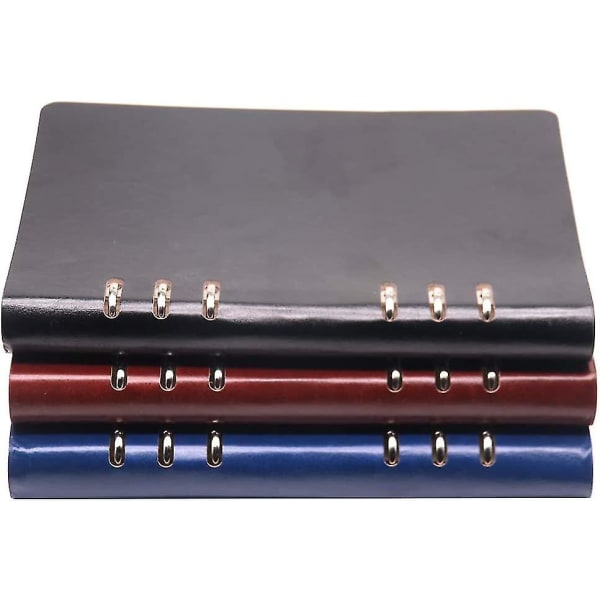 A5 Notebook 6 Hull Pu Leather Cover Notebook, Healwe Loose Pocket Leather