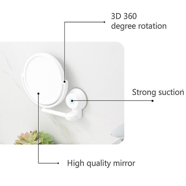 Suurentava meikkiparranajopeili kylpyhuoneen seinäteline 360°