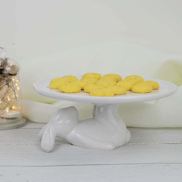 Cupcake Stativ Keramiska Dessertplattor Kompatibla Med Snacks Och Kakor, Kanin Godisfat Present, Vit, Heminredningspresent