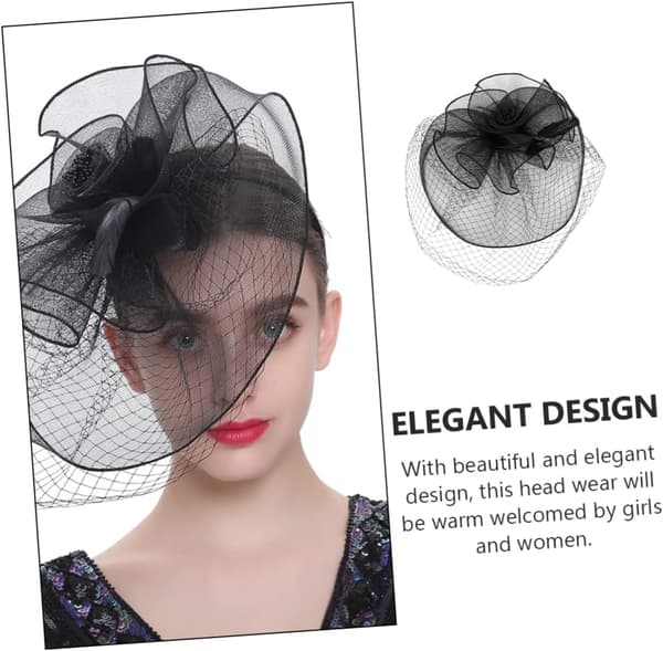 Blomster Fascinator Hår Hodeplagg Elegant Gass Hodeplagg for Jenter Kvinner Fest Svart