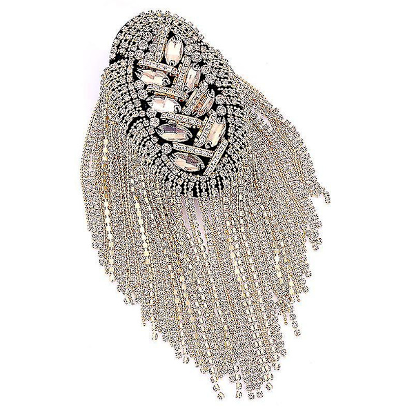 2 stk. Rhinestone Tassel Skulder Epaulet Broche Pins (guld)
