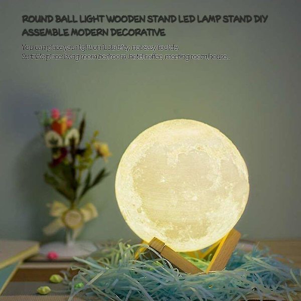 Rund Bold Lys Træ Stativ Led Lampe DIY Dekorativ
