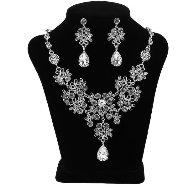 Butterfly Rhinestone brud smycken set halsband örhängen