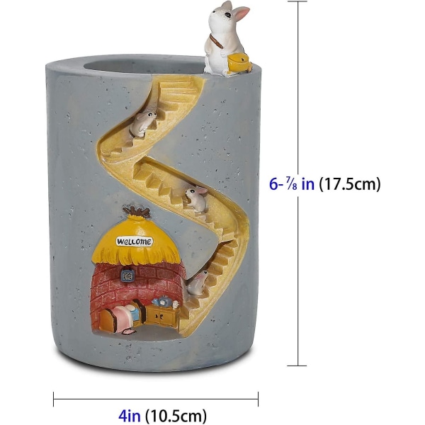 Dekorativ urtepotte med lille kaninfamilie indendørs søde genanvendelige urtepotter Heavy Duty harpiks Cra