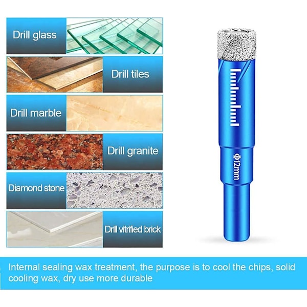 Diamantbor, Hulsav til Keramik Glas Marmor Fliser Sandsten (12mm)