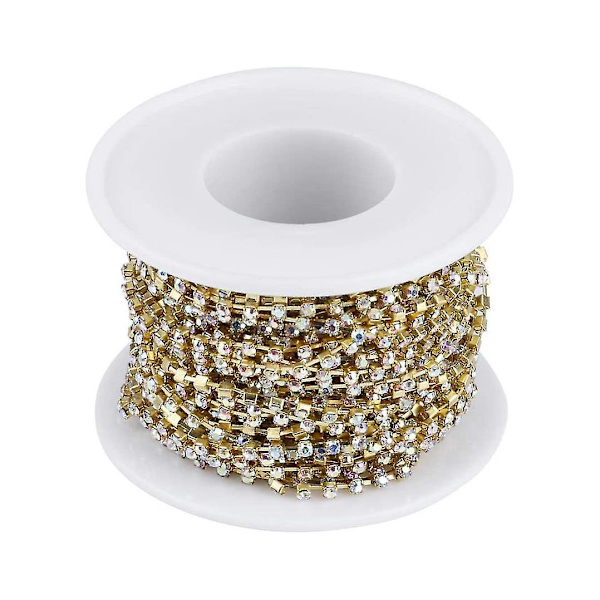 1 Rulle Rhinestonekedja Guld/Silver Kristallkedja DIY Halsband Smycken Mobilfodral Klänning Bröllop Dekoration