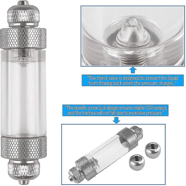 CO2-boblesteller, Akvarium Luftpumpe Tilbehør CO2 Regulator Akvarium Anti-tilbakeflyt Boblesteller