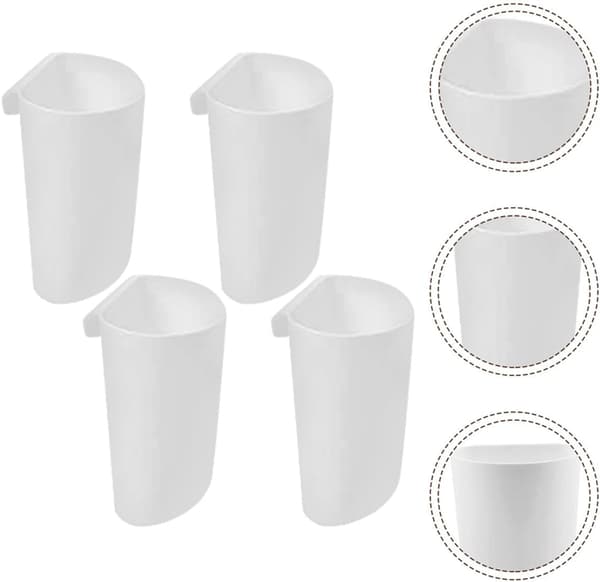 4 stk. hengende koppholder vogn oppbevaringskurv sett plast solid flat bunn hvit organisator