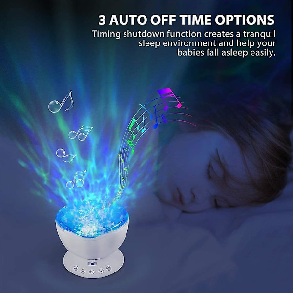 Ocean Wave Projektor Havfrue Dekoration Natlampe 7 Farver
