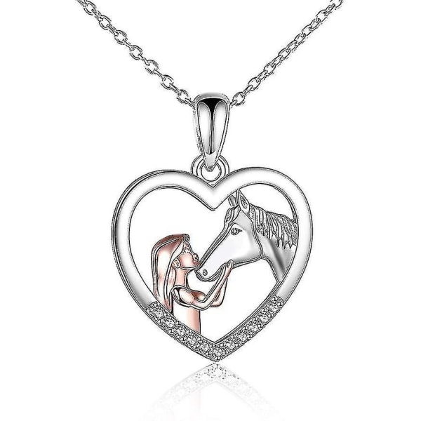 Jente og hest halskjede for jenter Heste smykker Heste gaver til kvinner 18"