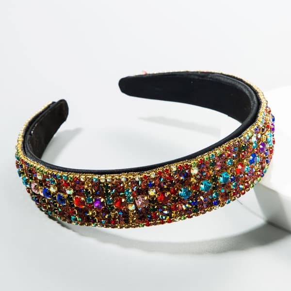 Farverig Rhinestone Bred Hårbøjle til Kvinder, Mode Hårbånd Hårpynt