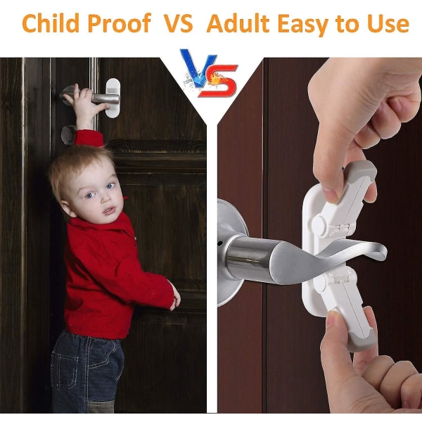 Dørnivålås [oppgradert], 2 pakke barnesikringsdørlås med 3 m lim