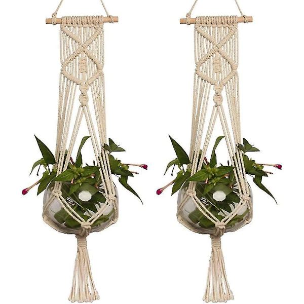 Macrame Växthängare Bomullsrep Planterare Inomhus Utomhus