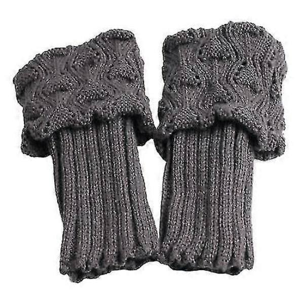 2 Par Dam Vinter Varma Korta Stickade Benvärmare Stickade Stickade Stövlsstrumpor Omslag dark grey