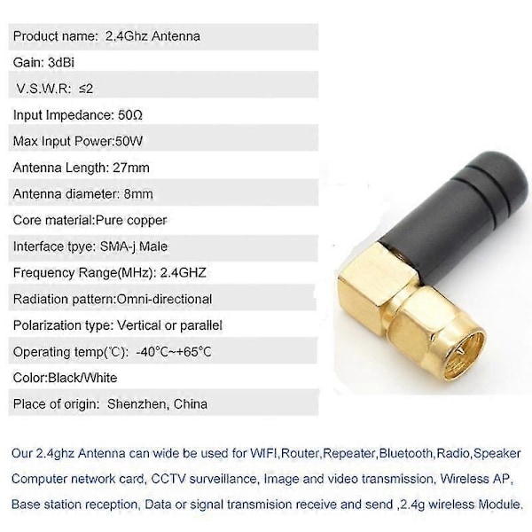 2 kpl 3dBi 2,4 GHz Wifi-antenni Sma-uros Liitäntä Reititin Bluetooth-antenni Langaton Moduuli 2,4g Antenni Ulkoinen