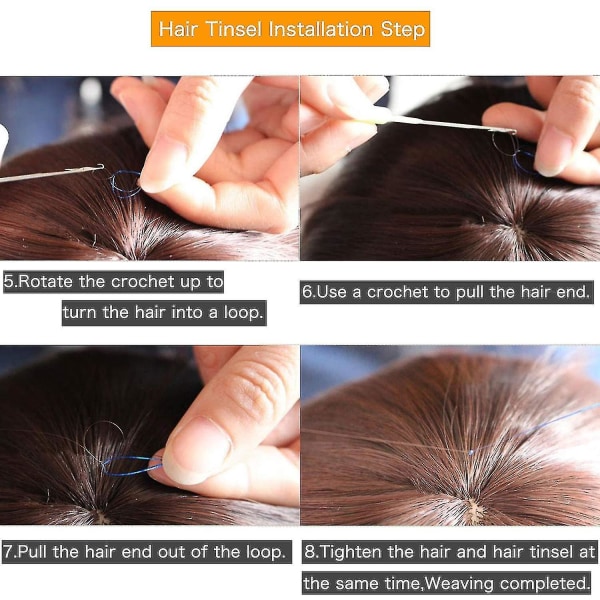 Hair Tinsel Kit, 12 farver 48 Inch 2600 Strands Hair Tinsel Strands Kit, varmebestandigt hårglitter Tinsel Hair Extensions