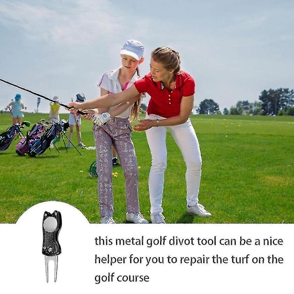 Metallista taitettava golf-divot-työkalu magneetti (musta)