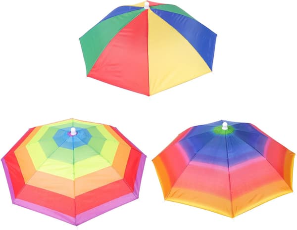 3 stk paraplyhatter med elastisk bånd, hodeplaggparaply for utendørs camping og solfylte dager
