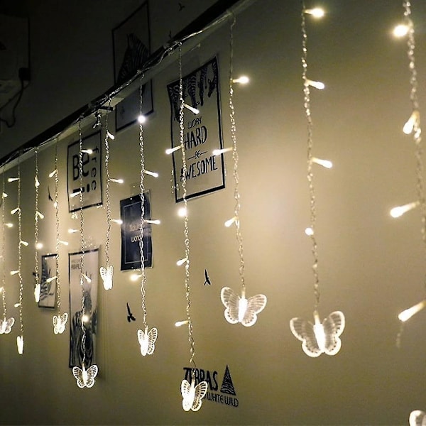 LED Julelys Butterfly Gardin