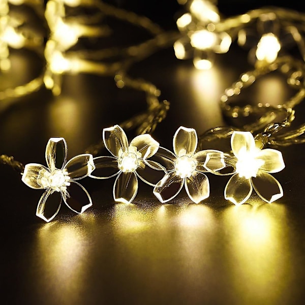 LED Solcellsdrivna Utomhus String Lights Bröllop Körsbärsblommor