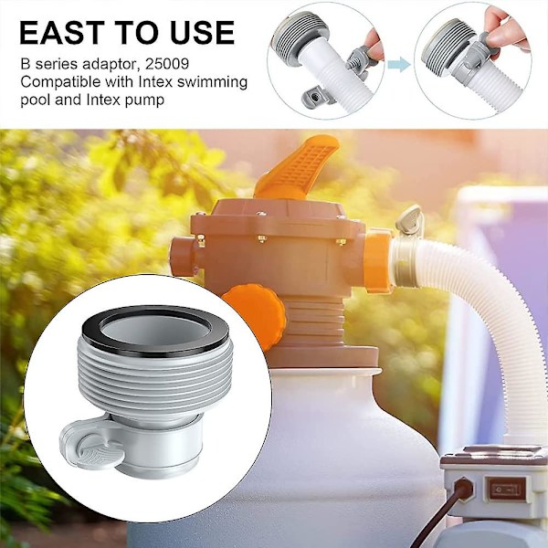 Pool Adapter, Set med 4 Pump Adapter, Pool Slangadapter, Slangadapter B för Simbassängsfiltreringssystem (grå)
